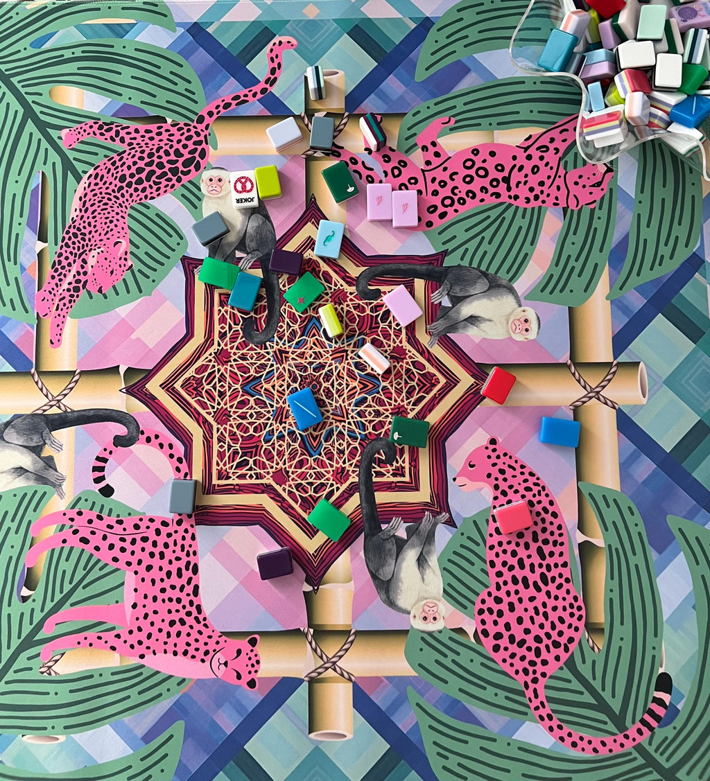 Preppy Pink Cheetah Mahjong Mat PRESALE