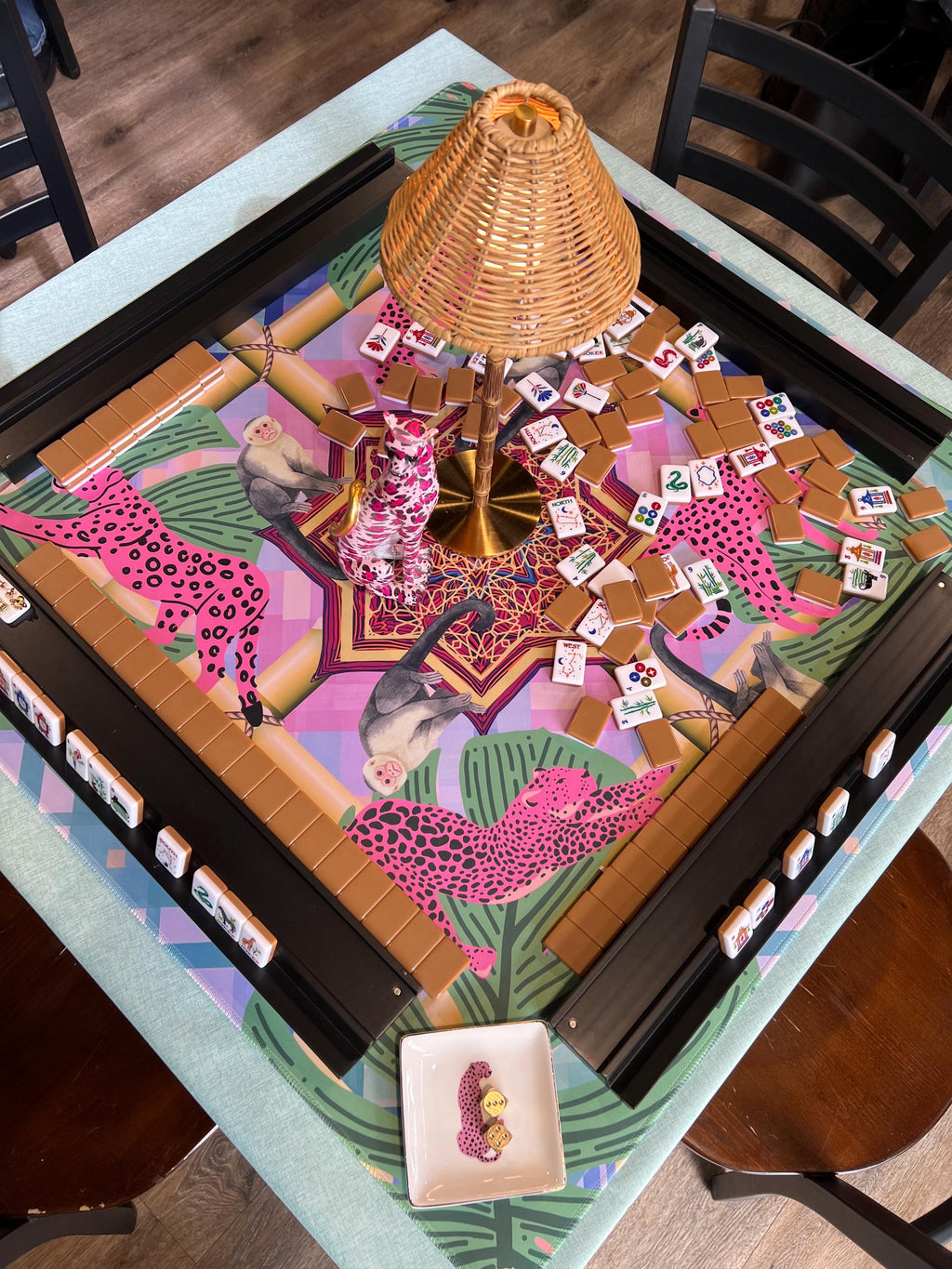 Preppy Pink Cheetah Mahjong Mat PRESALE
