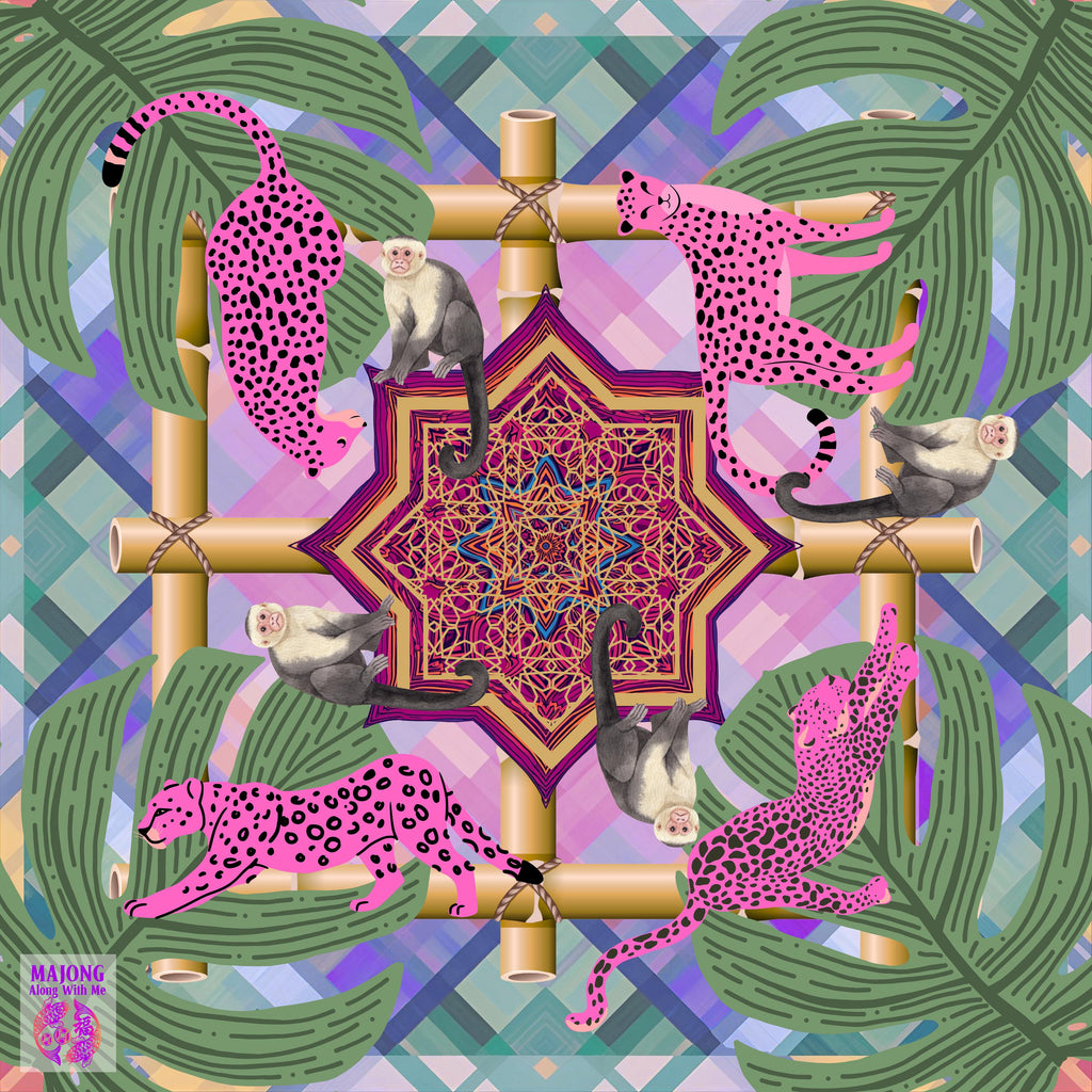 Preppy Pink Cheetah Mahjong Mat PRESALE