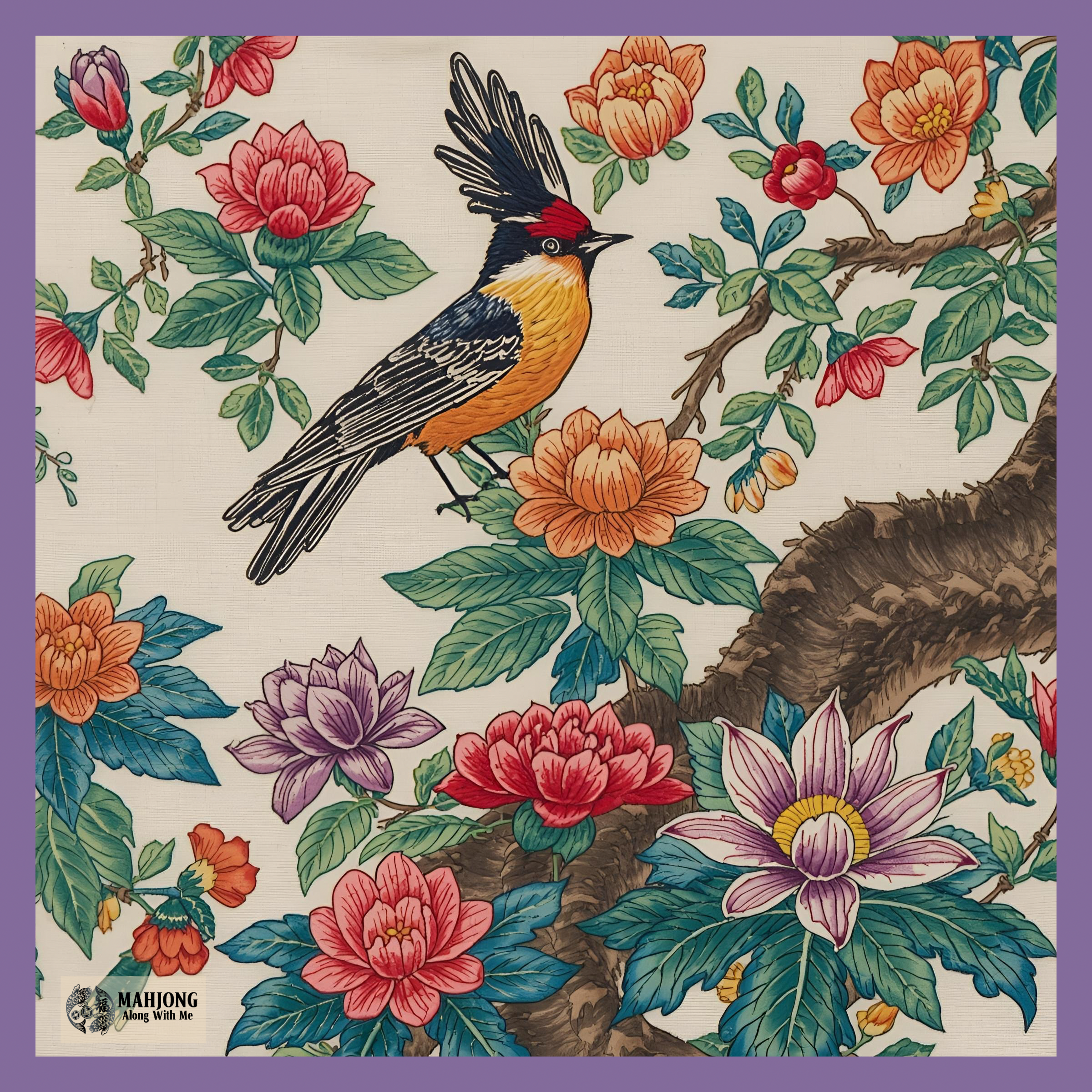 Embroidery Bird Purple PRESALE