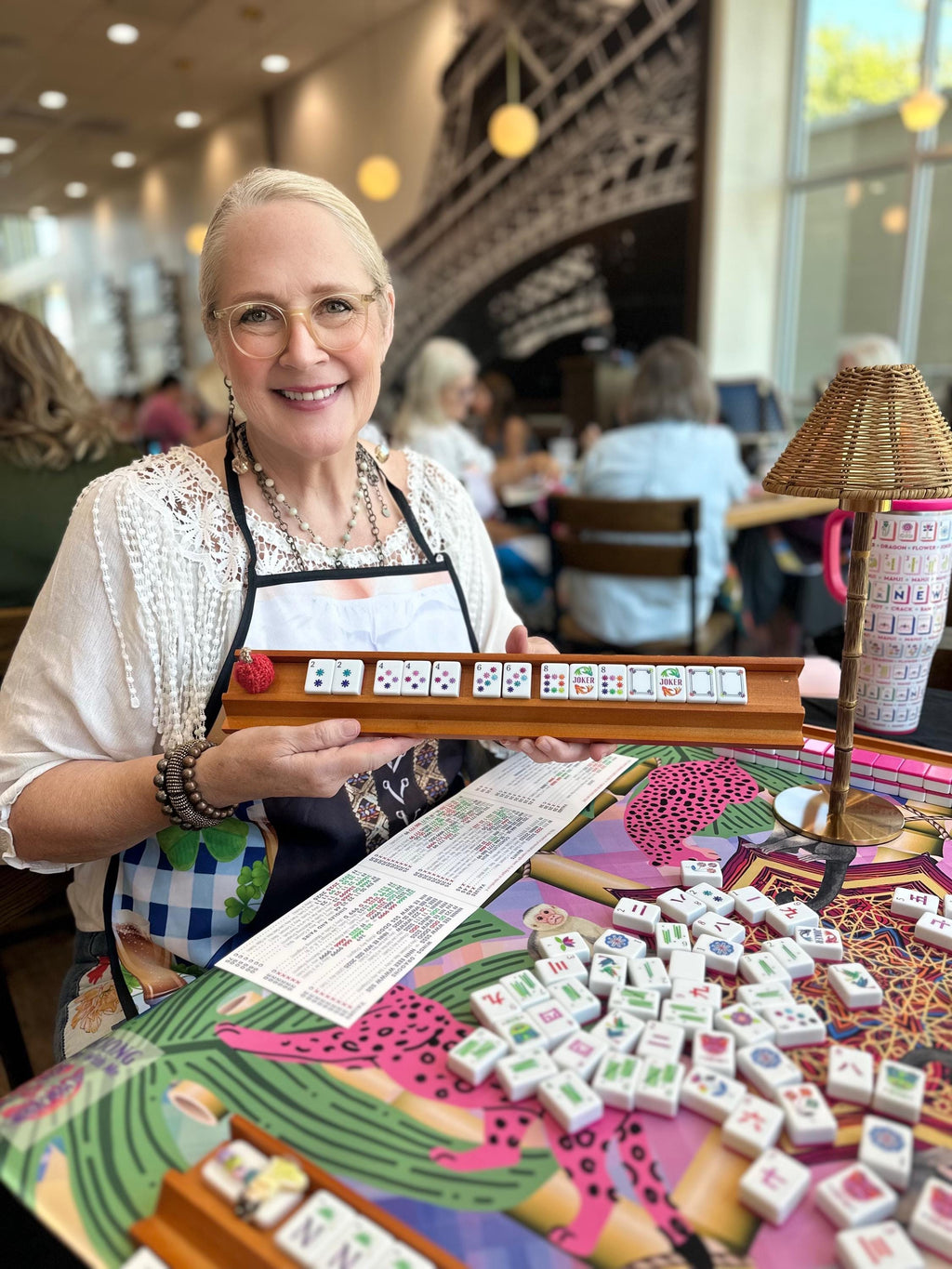 Preppy Pink Cheetah Mahjong Mat PRESALE